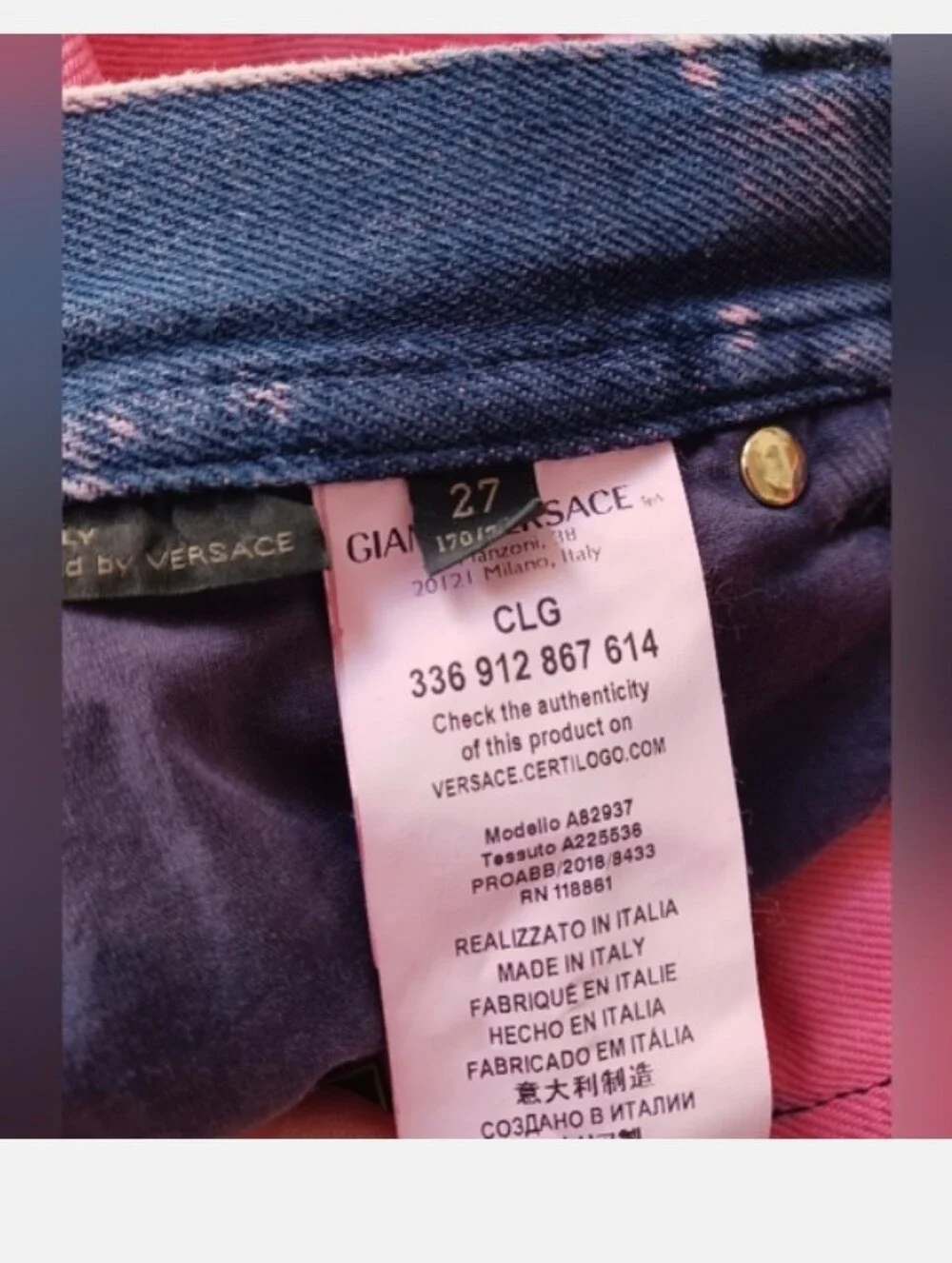 Versace Pink Denim Shorts Size 27